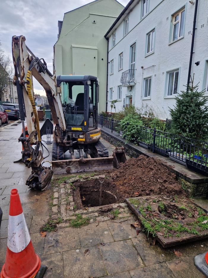 Digging out the existing pits