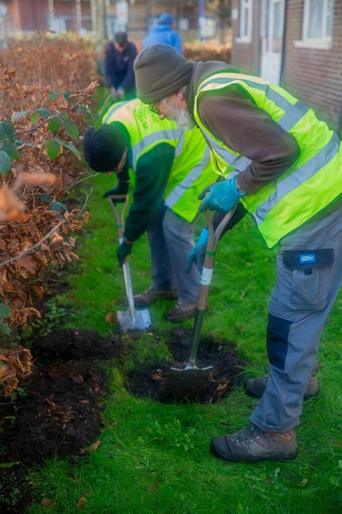 Nick and Martin digging a hole
