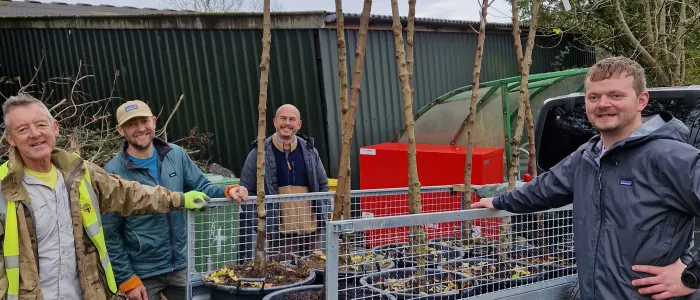 Chris, Mark, Owne and Stephen moving the trees 