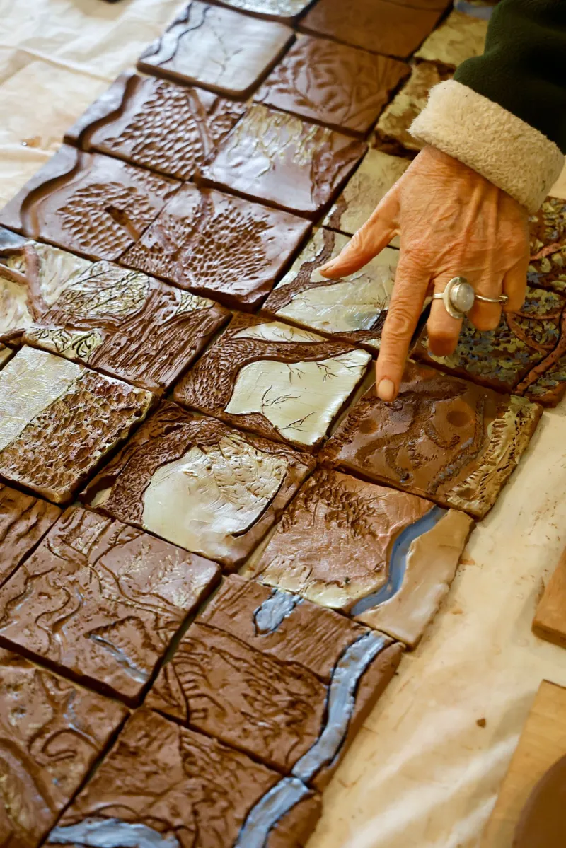 A tree tile mural